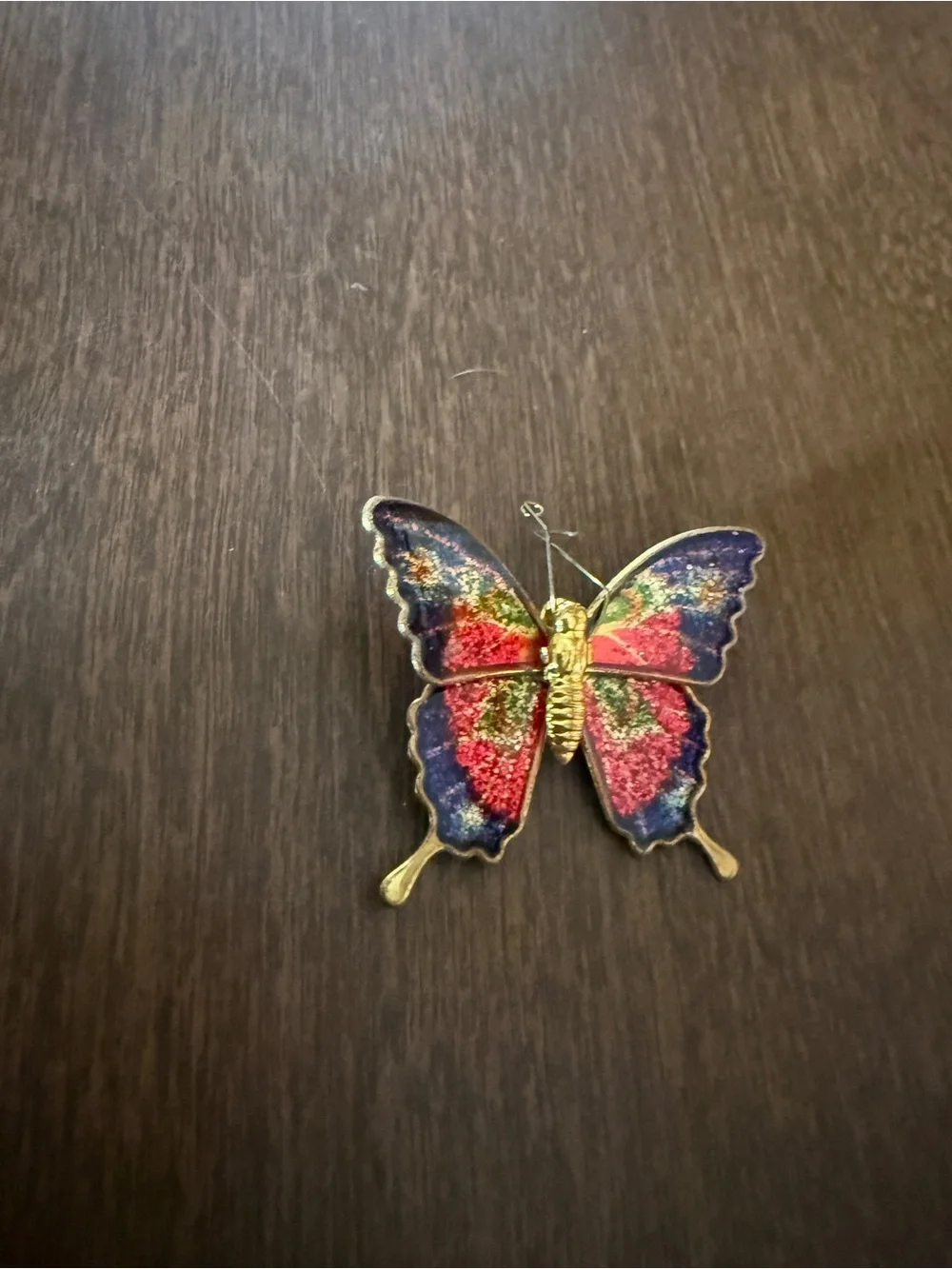 Enamel Butterfly Brooch Pin Colorful Multicolor Glitter Gold Tone